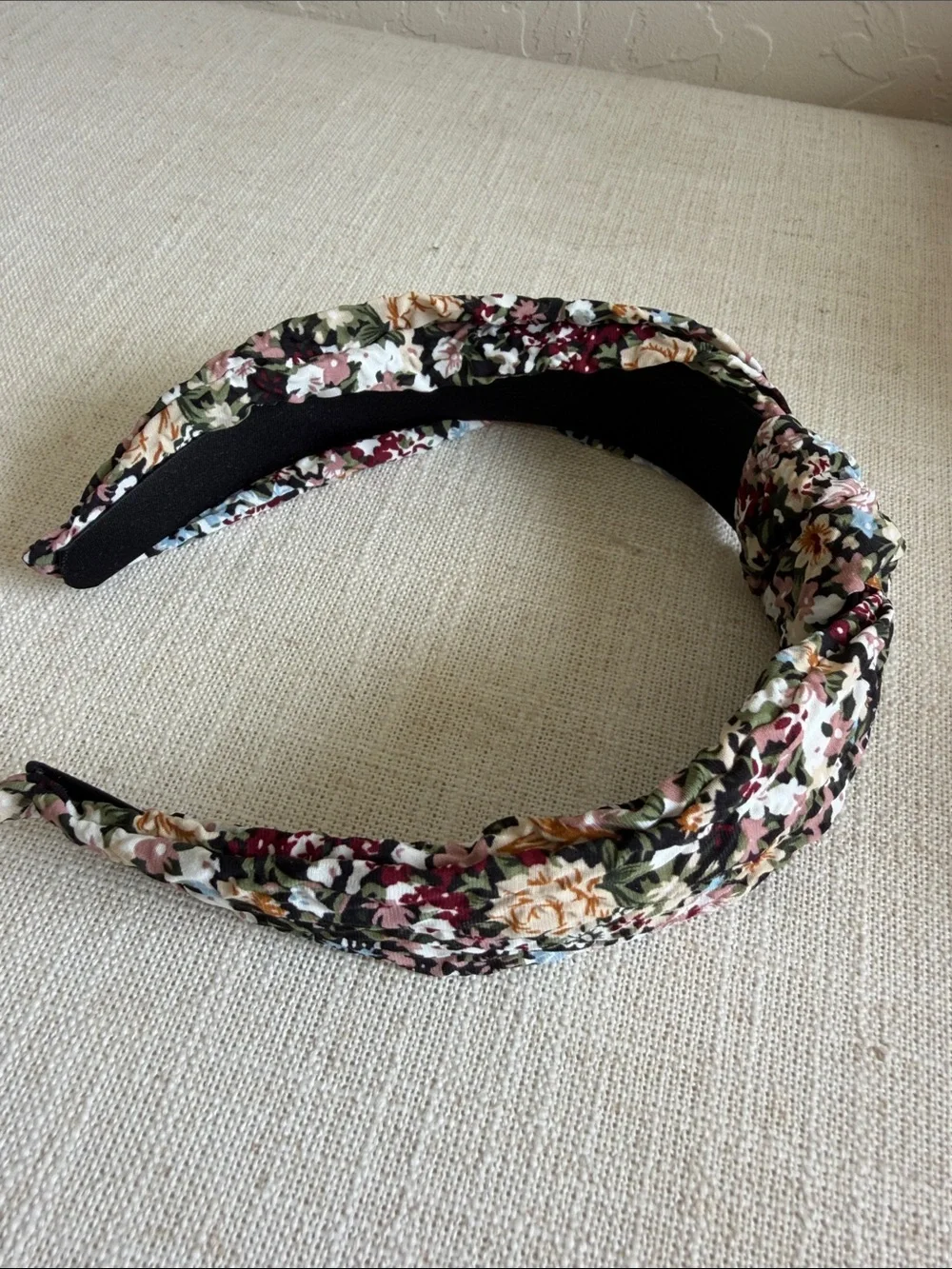 Anthropologie Black Multi Floral Knotted Headband